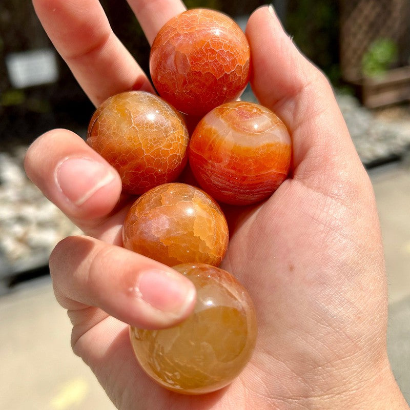 Natural Carnelian Fire Agate Spheres || Brazil-Nature's Treasures