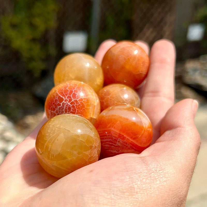 Natural Carnelian Fire Agate Spheres || Passion || Brazil-Nature's Treasures