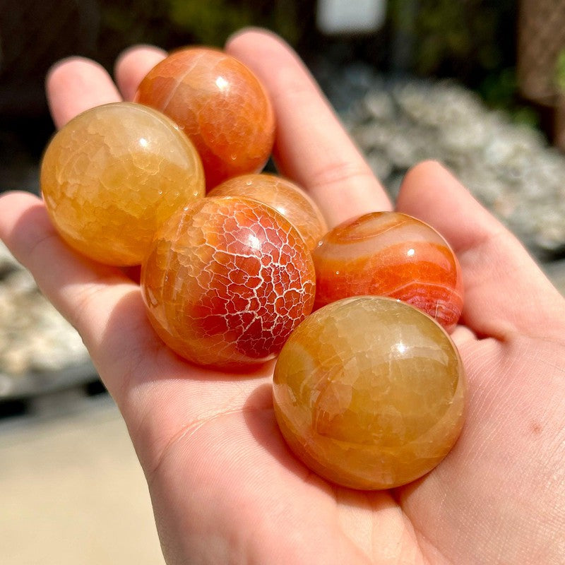 Natural Carnelian Fire Agate Spheres || Passion || Brazil-Nature's Treasures