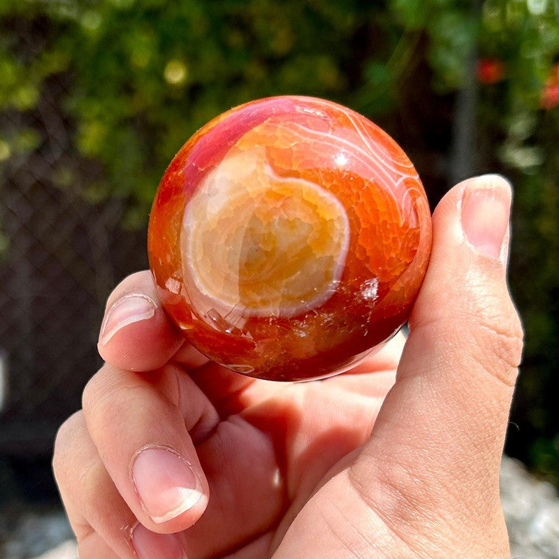 Natural Carnelian Fire Agate Spheres || Passion || Brazil-Nature's Treasures