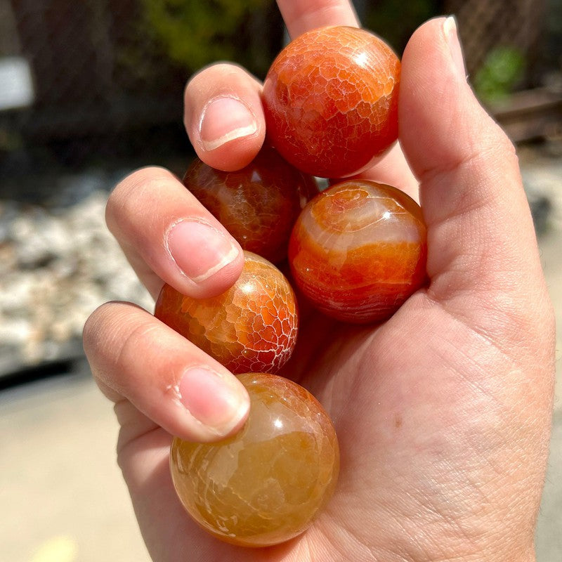 Natural Carnelian Fire Agate Spheres || Passion || Brazil-Nature's Treasures