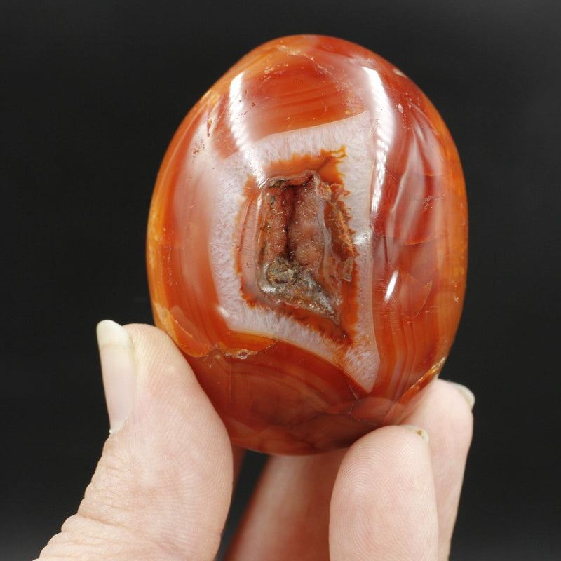 Natural Carnelian Palm Stone | Polished Madagascar Crystal-Nature's Treasures