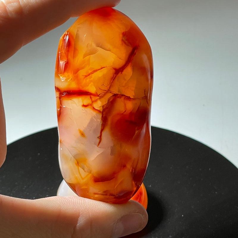 Natural Carnelian Palm Stone | Polished Madagascar Crystal-Nature's Treasures