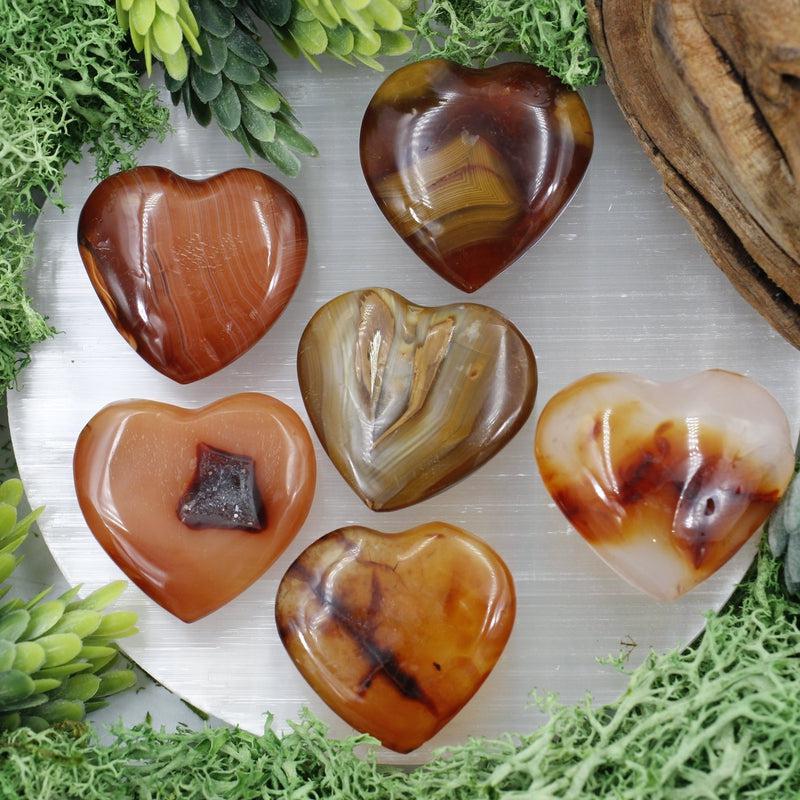 Natural Carnelian Pocket Hearts || Creativity, Grounding || Brazil-Nature's Treasures