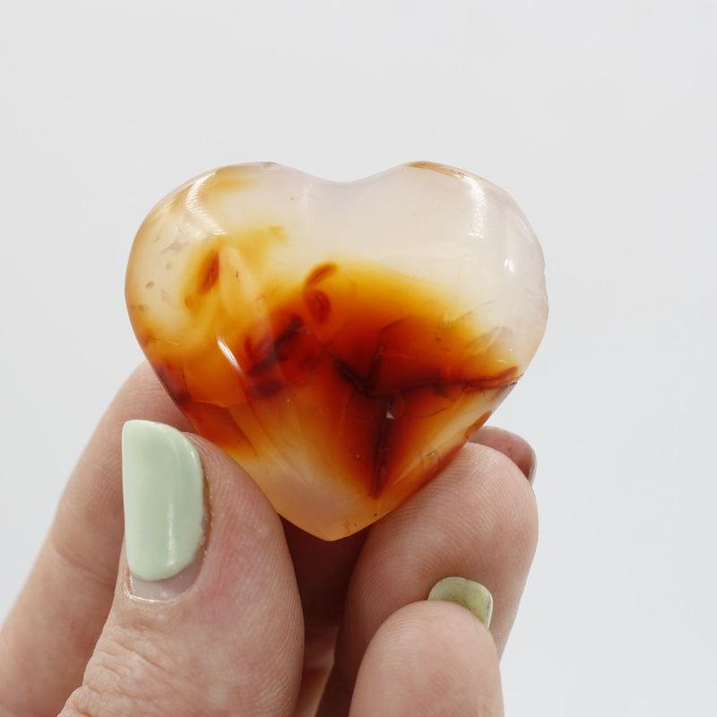 Natural Carnelian Pocket Hearts || Creativity, Grounding || Brazil-Nature's Treasures