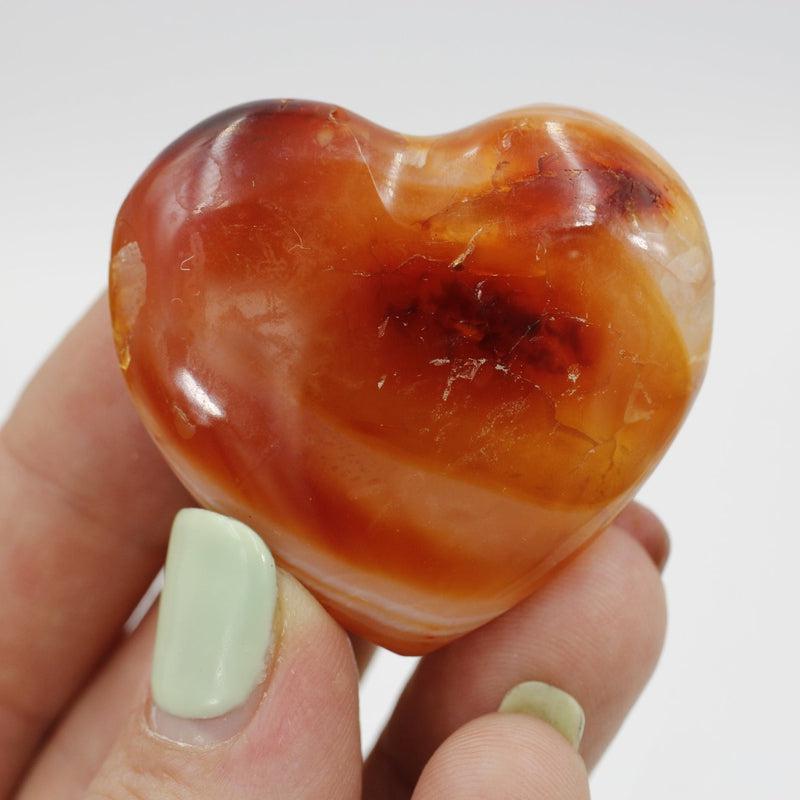 Natural Carnelian Pocket Hearts || Creativity, Grounding || Brazil-Nature's Treasures