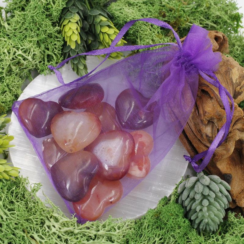 Natural Carnelian Pocket Hearts || Creativity, Grounding || Brazil-Nature's Treasures