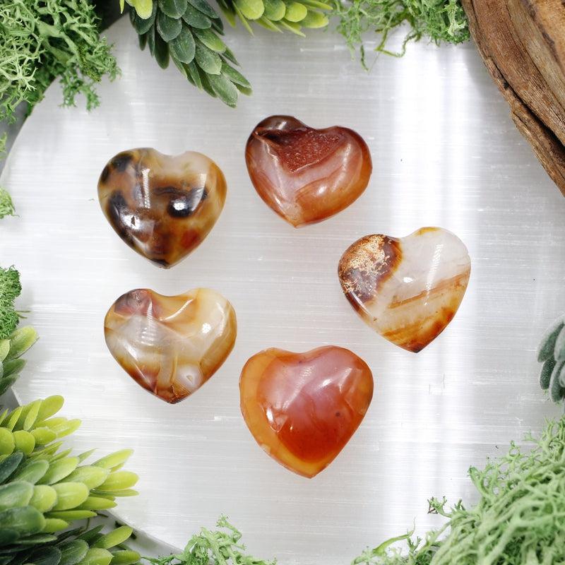Natural Carnelian Pocket Hearts || Creativity, Grounding || Brazil-Nature's Treasures