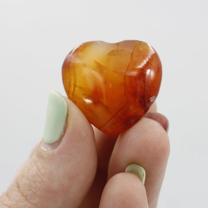Natural Carnelian Pocket Hearts || Creativity, Grounding || Brazil-Nature's Treasures