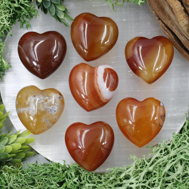 Natural Carnelian Pocket Hearts || Creativity, Grounding || Brazil-Nature's Treasures