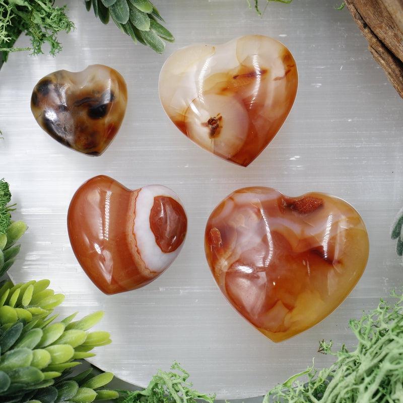 Natural Carnelian Pocket Hearts || Creativity, Grounding || Brazil-Nature's Treasures