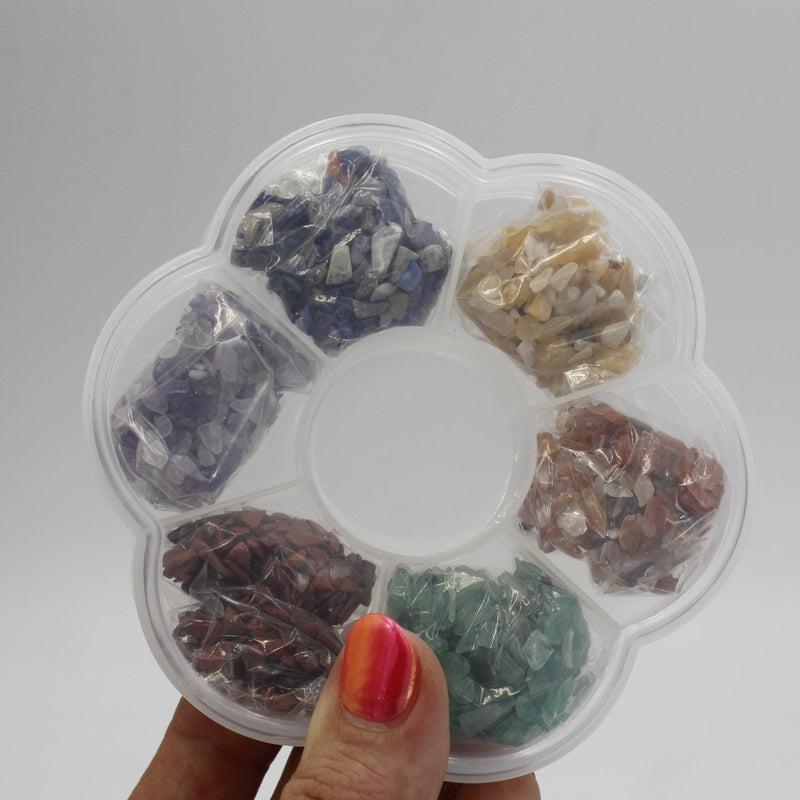 Natural Chakra Gemstone Chip Set In Organizer-Nature's Treasures