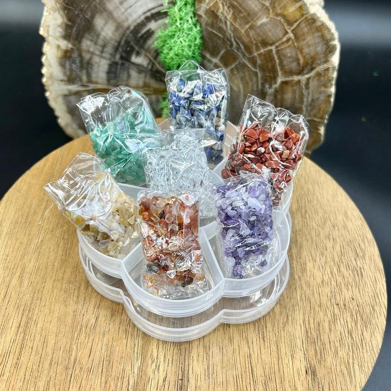 Natural Chakra Gemstone Chip Set In Organizer-Nature's Treasures