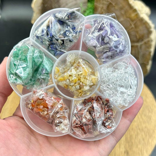 Natural Chakra Gemstone Chip Set In Organizer-Nature's Treasures