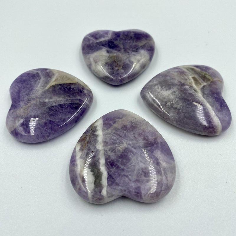 Natural Chevron Amethyst Flat Pocket Hearts || Protection, Stress relief || Brazil-Nature's Treasures