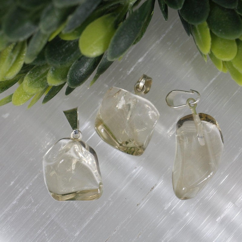 Natural Citrine Tumble Pendants || .925 Sterling Silver-Nature's Treasures