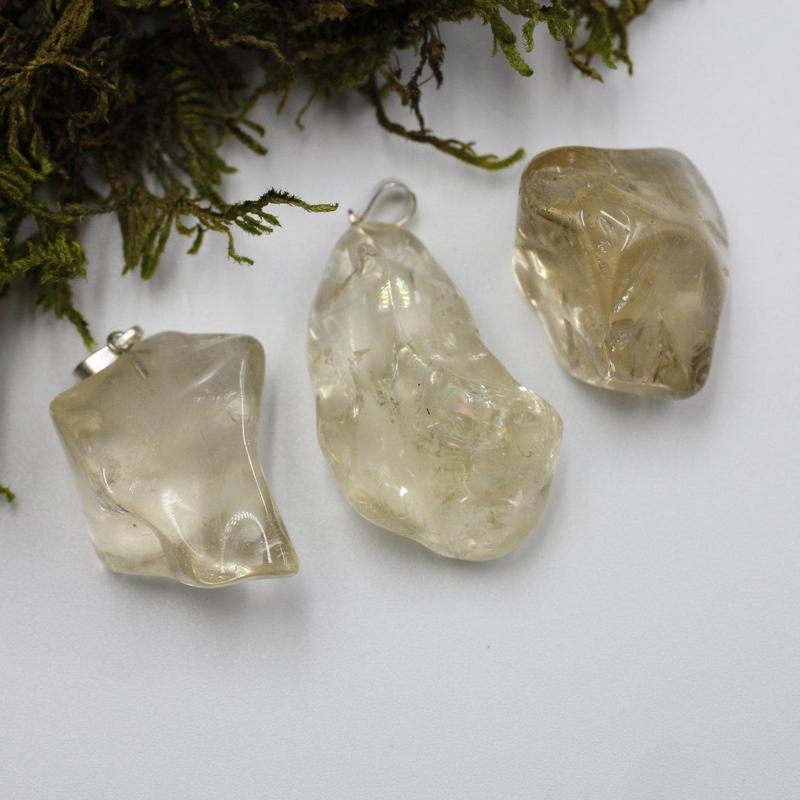 Natural Citrine Tumble Pendants || .925 Sterling Silver-Nature's Treasures