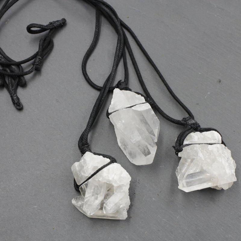 Natural Clear Quartz Cluster Necklace || 18" Cord-Nature's Treasures