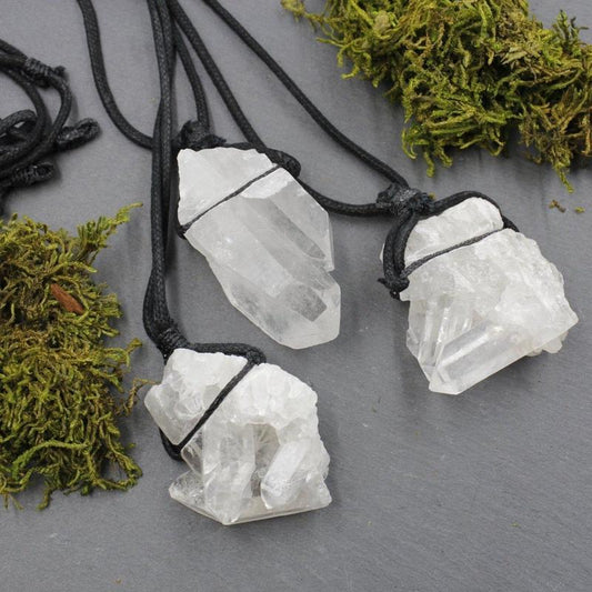 Natural Clear Quartz Cluster Necklace || 18" Cord-Nature's Treasures