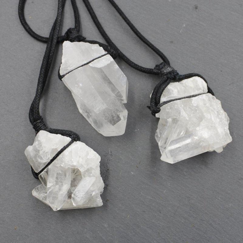 Natural Clear Quartz Cluster Necklace || 18" Cord-Nature's Treasures