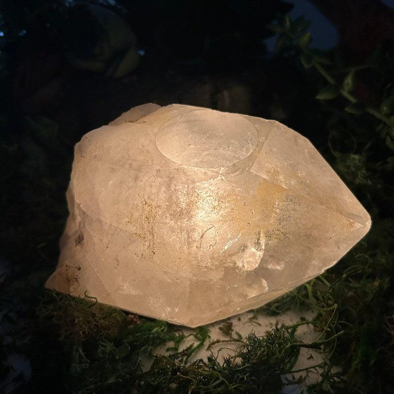 Natural Clear Quartz Cluster Tea-Light Candle Holder's || Brazil-Nature's Treasures