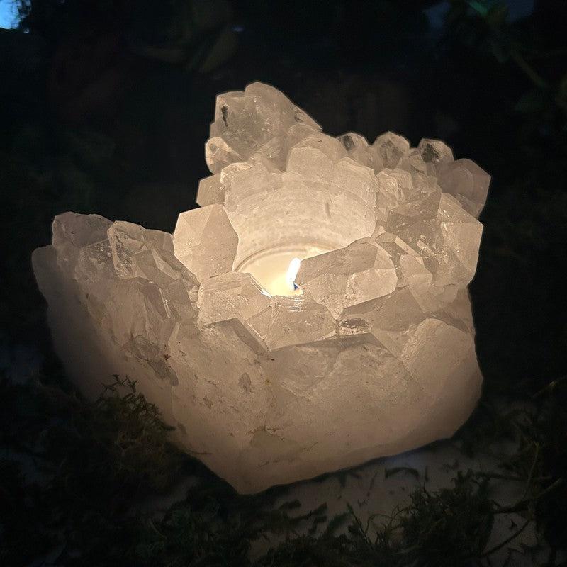 Natural Clear Quartz Cluster Tea-Light Candle Holder's || Brazil-Nature's Treasures