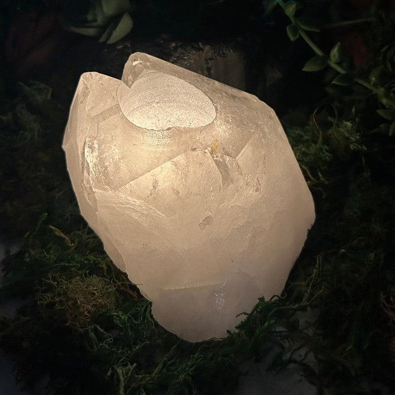 Natural Clear Quartz Cluster Tea-Light Candle Holder's || Brazil-Nature's Treasures