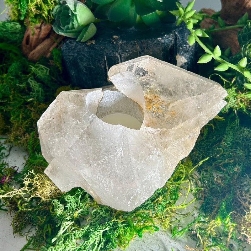 Natural Clear Quartz Cluster Tea-Light Candle Holder's || Brazil-Nature's Treasures