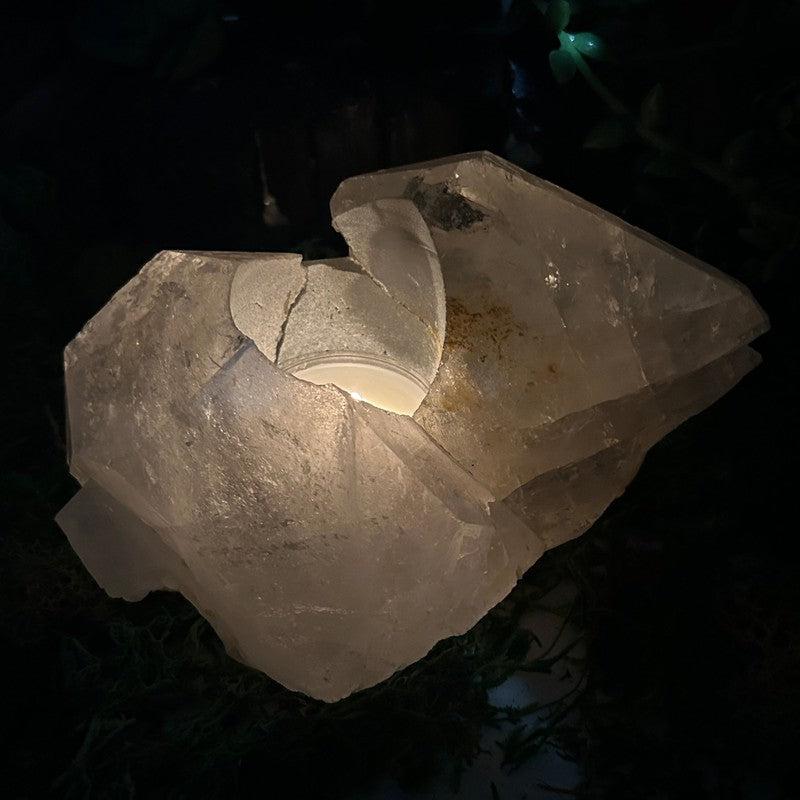 Natural Clear Quartz Cluster Tea-Light Candle Holder's || Brazil-Nature's Treasures