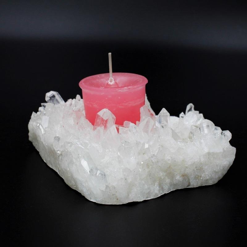 Natural Clear Quartz Cluster Tea-Light Candle Holder's || Brazil-Nature's Treasures