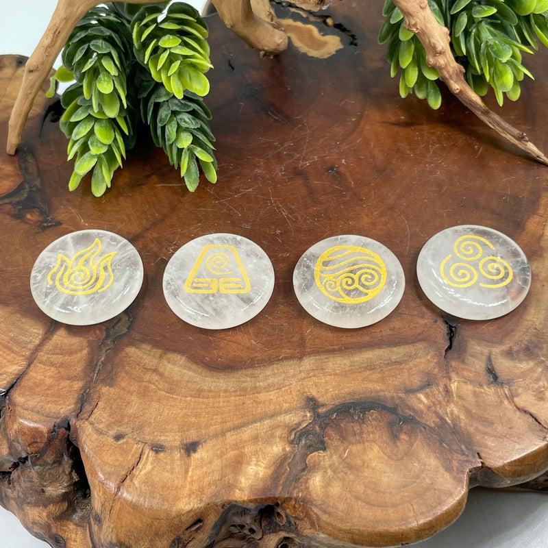 Natural Clear Quartz Element Symbol Flat Stone Set || Element Set-Nature's Treasures