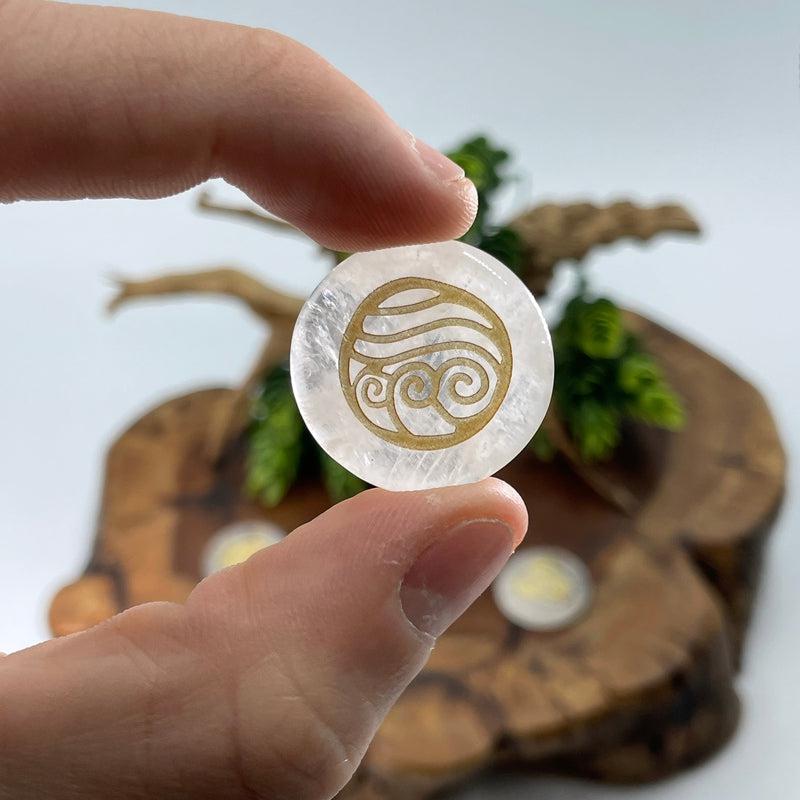 Natural Clear Quartz Element Symbol Flat Stone Set || Element Set-Nature's Treasures