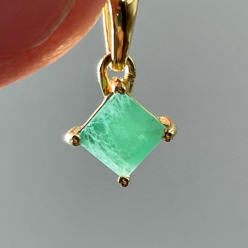 Natural Emerald Faceted Pendants | 14k Vermeil Gold | Colombia