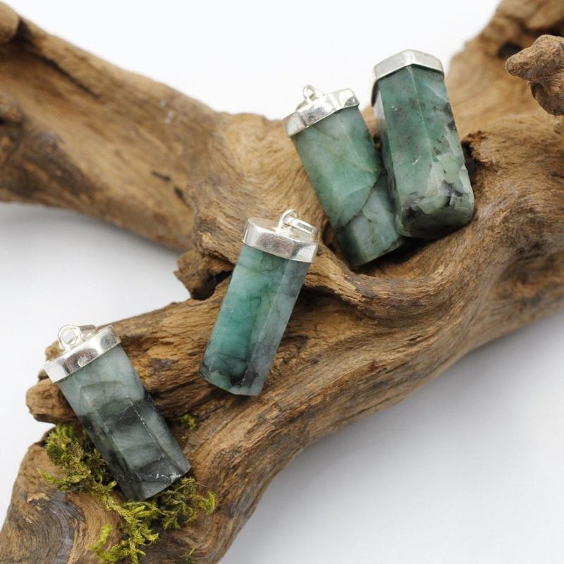Natural Emerald Pendants || .925 Sterling Silver-Nature's Treasures