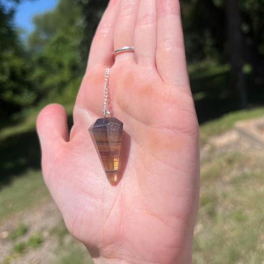 Natural Fluorite Crystal Pendulum – 6" Chain-Nature's Treasures