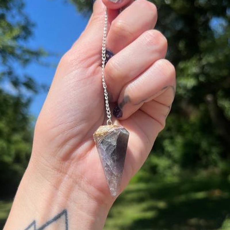 Natural Fluorite Crystal Pendulum – 6" Chain-Nature's Treasures