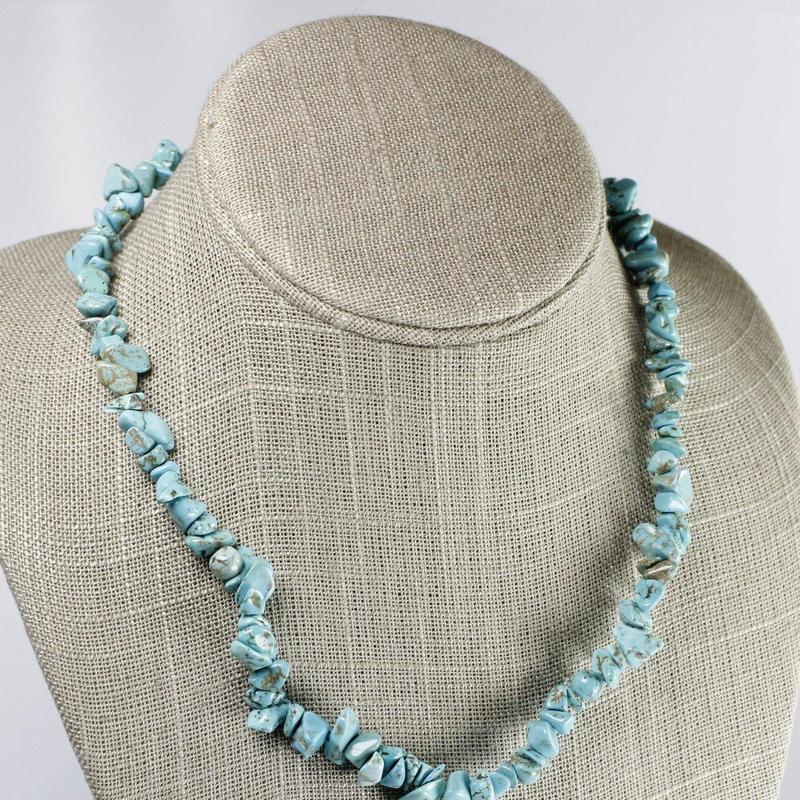 Natural Gemstone Chip Choker Necklace || Turquoise