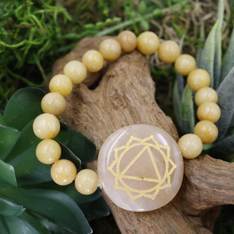 Natural Gemstone w/ Chakra Symbols Bracelet || Chakra Balance-Nature's Treasures