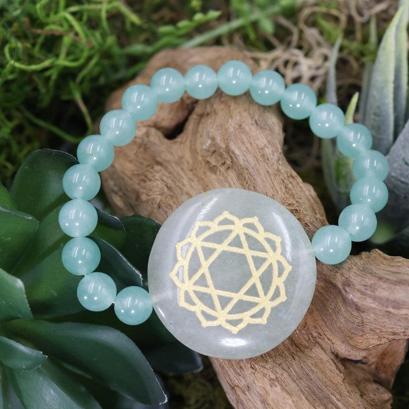 Natural Gemstone w/ Chakra Symbols Bracelet || Chakra Balance-Nature's Treasures