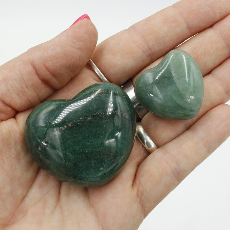 Natural Green Aventurine Pocket Hearts || Inner Love, Abundance || Brazil-Nature's Treasures