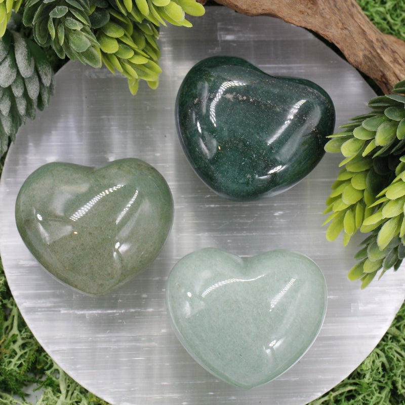 Natural Green Aventurine Pocket Hearts || Inner Love, Abundance || Brazil-Nature's Treasures