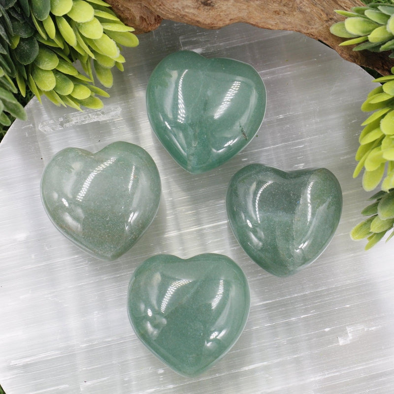 Natural Green Aventurine Pocket Hearts || Inner Love, Abundance || Brazil-Nature's Treasures