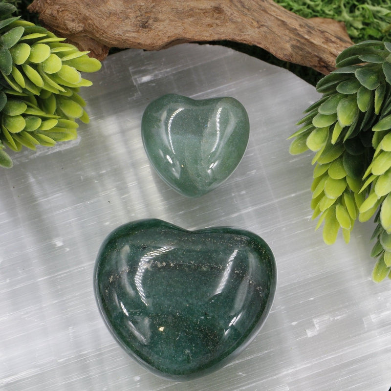 Natural Green Aventurine Pocket Hearts || Inner Love, Abundance || Brazil-Nature's Treasures