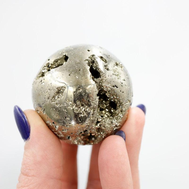 Natural Half Polished Pyrite Spheres || Protection || Peru-Nature's Treasures