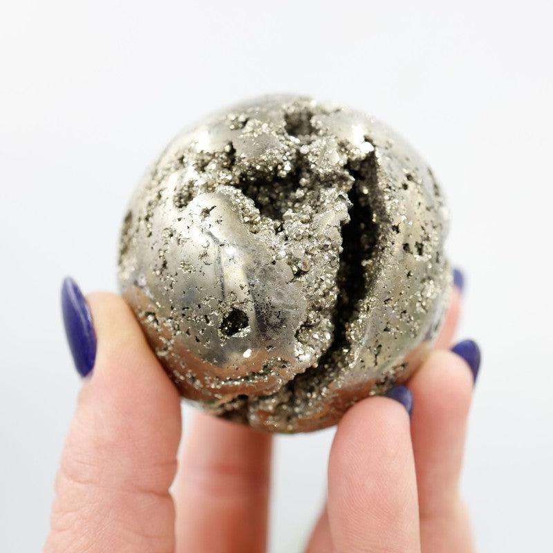 Natural Half Polished Pyrite Spheres || Protection || Peru-Nature's Treasures