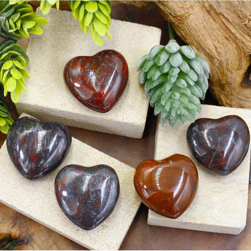Natural Hematite and Red Jasper Pocket Hearts || Grounding, Protection || South Africa-Nature's Treasures