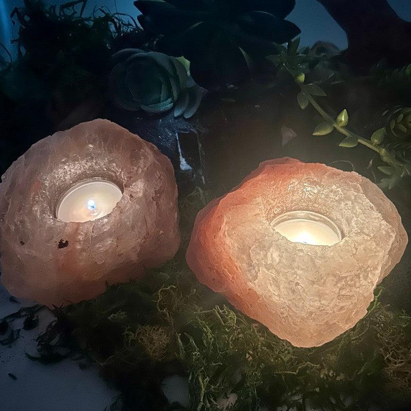 Natural Himalayan Salt Tea-Light Candle Holders || Home Decor-Nature's Treasures