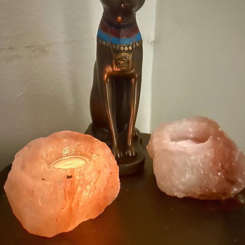 Natural Himalayan Salt Tea-Light Candle Holders || Home Decor-Nature's Treasures