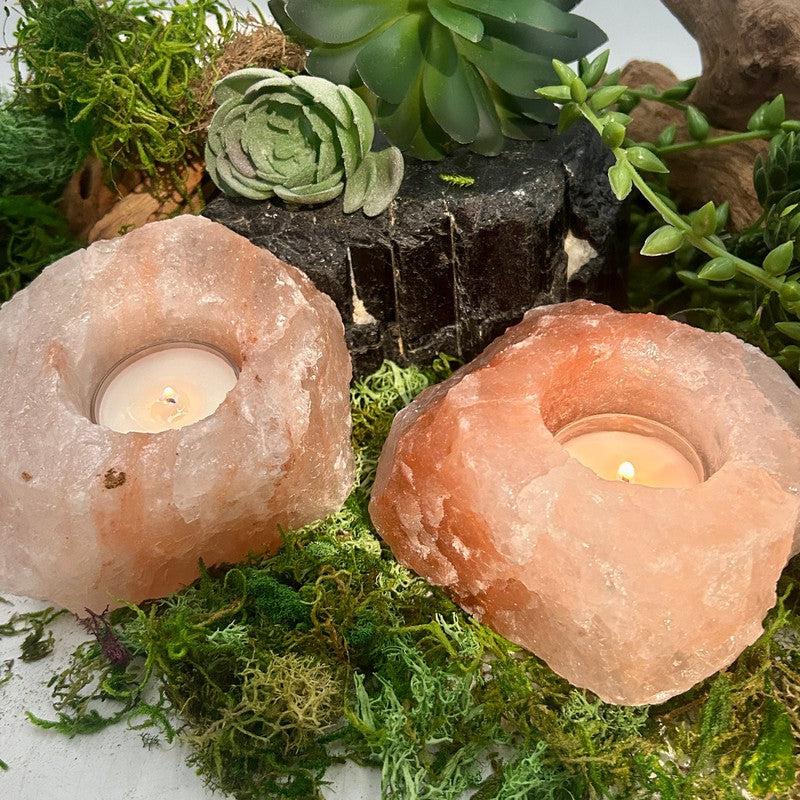 Natural Himalayan Salt Tea-Light Candle Holders || Home Decor-Nature's Treasures