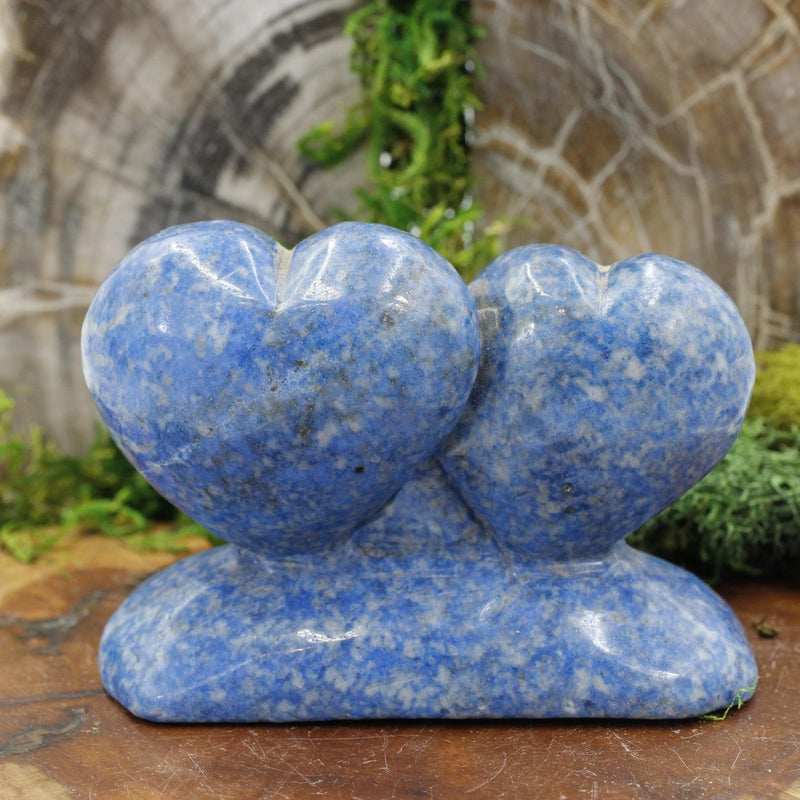 Natural Lapis Lazuli Double Heart Statue || Inner Wisdom, Truth || Pakistan-Nature's Treasures